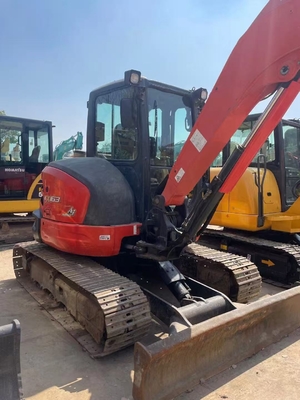 Usado para Escavadeira Mini Kubota Kx163 6.3 toneladas, Máquina Hidráulica de Esteira com Lâmina, Motor Kubota Japonês Usado, Escavadeira Mini Kubota Kx163